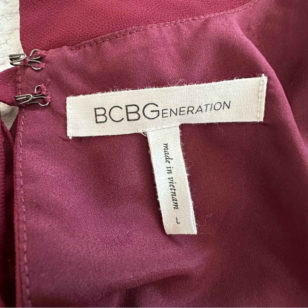 BCBGeneration Women's L Red Wine Sleeveless Mock Neck Mini Relaxed Fit Dress - Picture 14 of 16